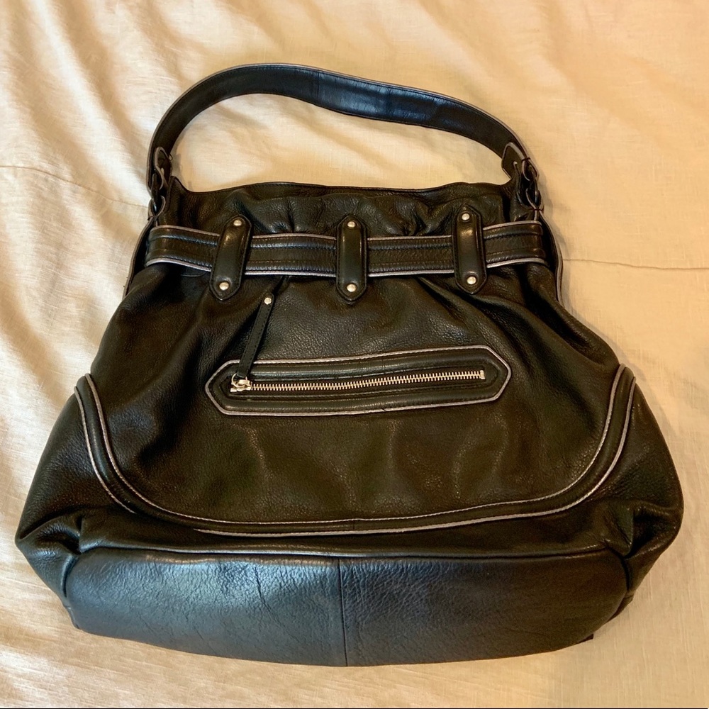 Cole Haan black and silver hobo bag